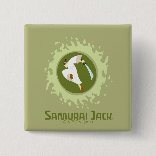 Chapa Cuadrada Samurai Jack Leaping Graphic (Anverso)