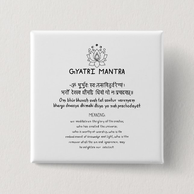 Chapa Cuadrada Sanskrit Gyatri Mantra (Anverso)