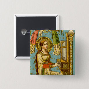 Chapa Cuadrada Santa Cecilia de Roma neogótica (detalle; BNG 02)