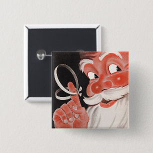 Chapa Cuadrada Santa Claus antiguo con cuerda recordatoria en el 