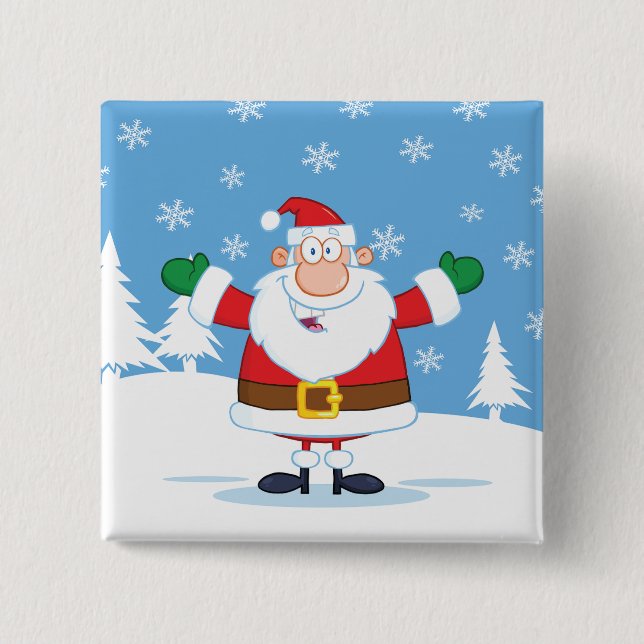 Chapa Cuadrada Santa Claus in Snowy Winter Scene (Anverso)