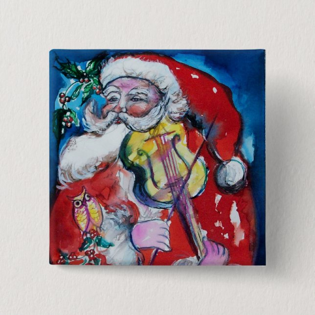 Chapa Cuadrada SANTA CLAUS JUGANDO VIOLÍN, Navidades musicales (Anverso)