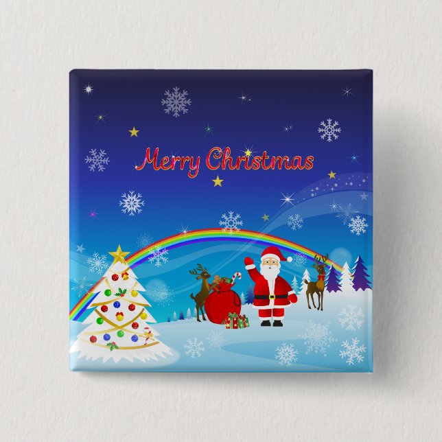 Chapa Cuadrada Santa Claus y los renos (Anverso)