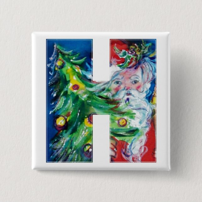 CHAPA CUADRADA SANTA CON BALONES Y NAVIDAD ÁRBOL H MONOGRAM (Anverso)
