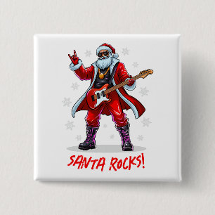 Chapa Cuadrada ¡Santa Rocks! Gracioso Santa Claus tocando la guit