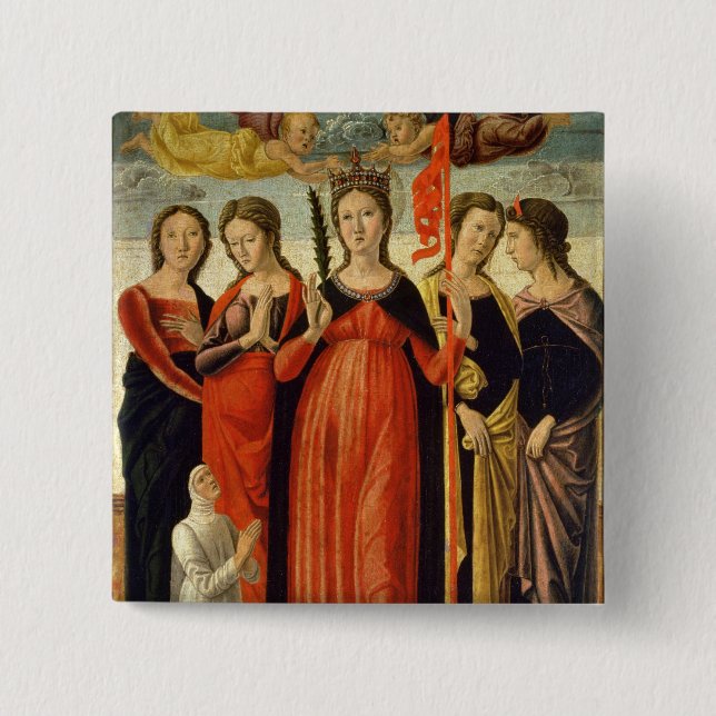 Chapa Cuadrada Santa Ursula y cuatro santos (tempera en el panel) (Anverso)
