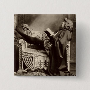 Chapa Cuadrada Sarah Bernhardt (1844-1923) como Hamlet en el 1899