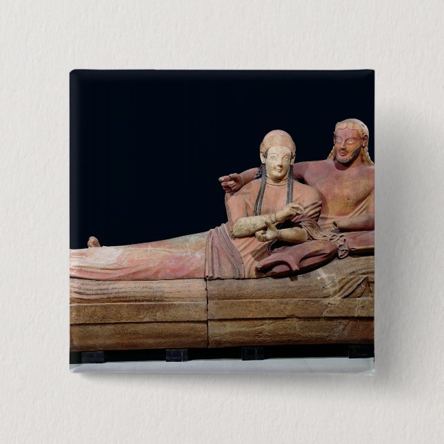 Chapa Cuadrada Sarcófago de un par casado, 525-500 A.C. (Anverso)