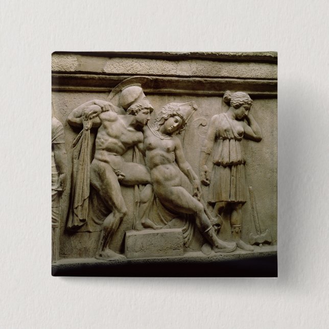 Chapa Cuadrada Sarcófago griego con una escena que muestra la (Anverso)