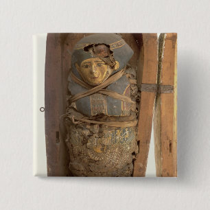 Chapa Cuadrada Sarcófago y cuerpo mummified de Psametik I (664-