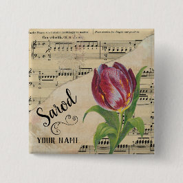 Chapa Cuadrada Sarod Tulip Vintage Sheet Music Personalizado
