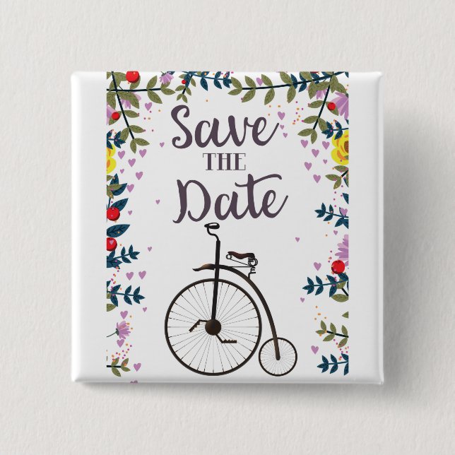 Chapa Cuadrada Save the Date Penny Farthing (Anverso)