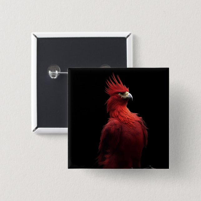 Chapa Cuadrada Scarlet Phoenix Sits Orgulloso (Anverso y reverso)