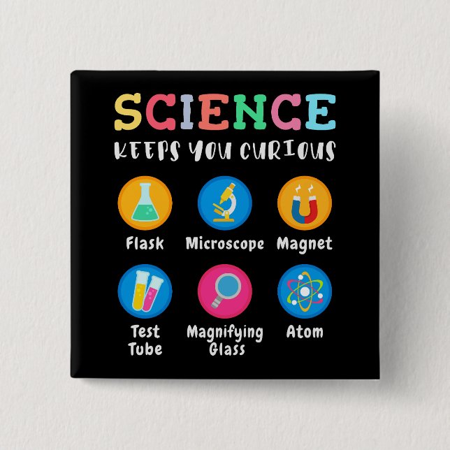 Chapa Cuadrada Science keeps you curious (Anverso)