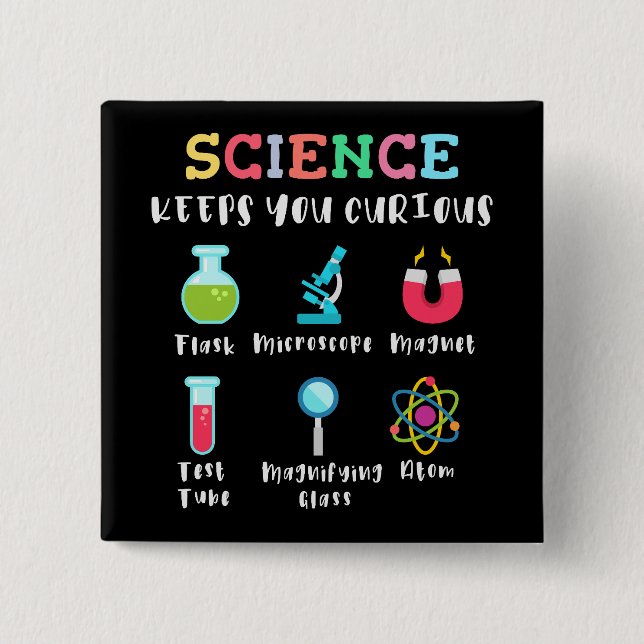 Chapa Cuadrada Science keeps you curious (Anverso)