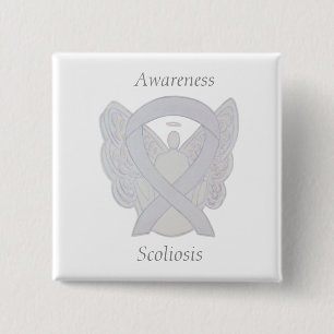 Chapa Cuadrada Scoliosis Awareness Angel Cinta blanca Pin de Arte