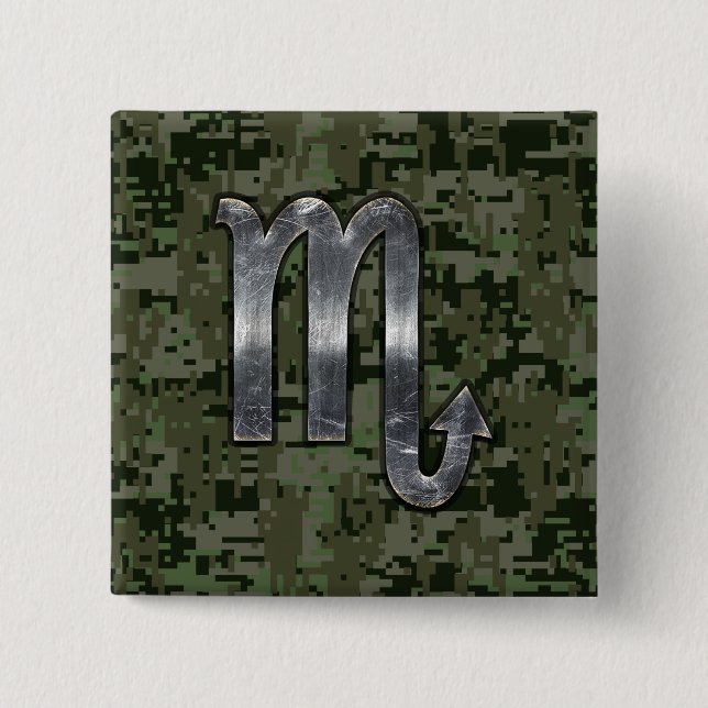 Chapa Cuadrada Scorpio Zodiac Symbol Woodland Digital Camo (Anverso)