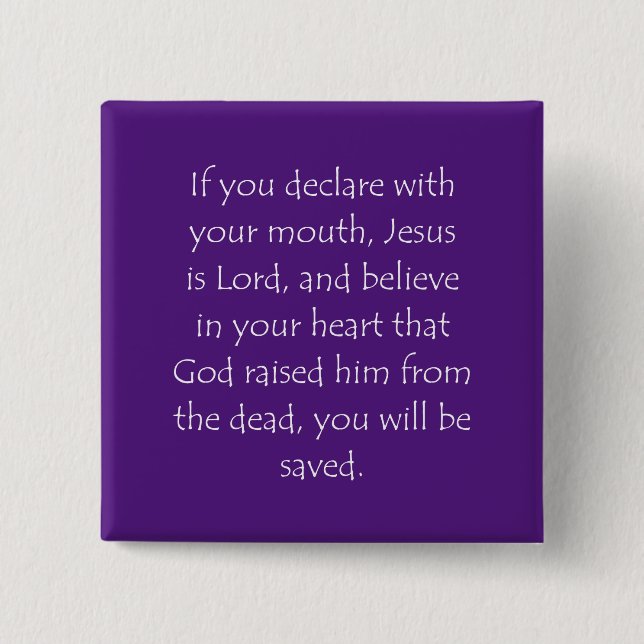 Chapa Cuadrada Scripture Quote Romans 10 9 (Anverso)