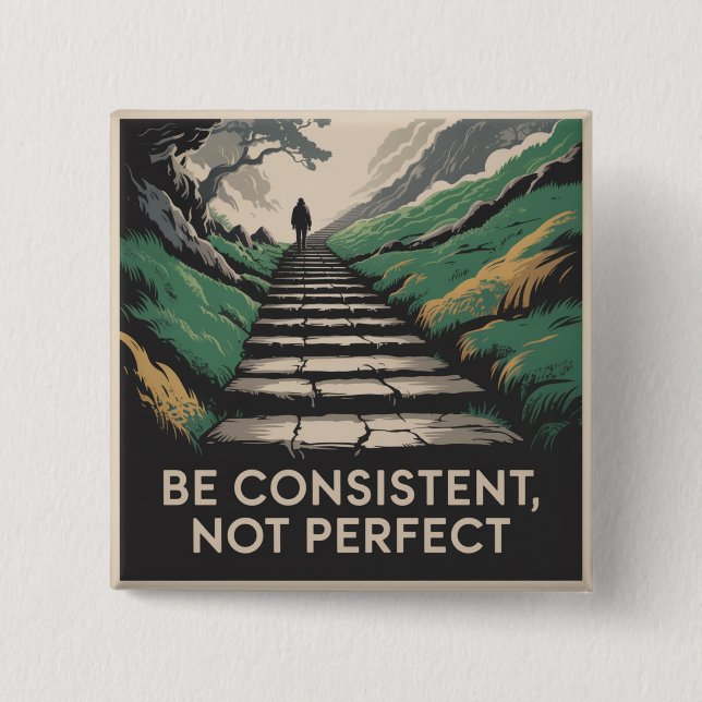 Chapa Cuadrada Sé constante, no perfecto (Anverso)