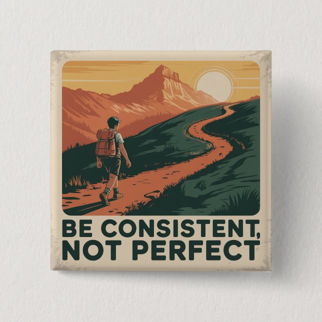 Chapa Cuadrada Sé constante, no perfecto (Anverso)