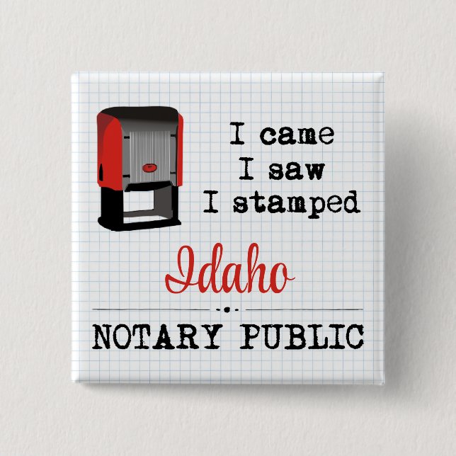 Chapa Cuadrada Se Vio Al Notario Público Idaho Estampado (Anverso)