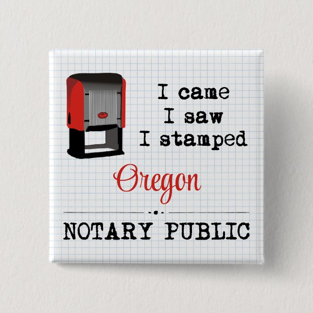 Chapa Cuadrada Se Vio La Señal De Notario Público Oregon (Anverso)