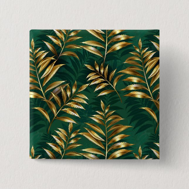 Chapa Cuadrada Seamless pattern with golden ferns (Anverso)