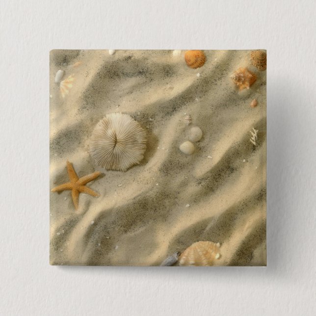 Chapa Cuadrada Seashells en arena (Anverso)
