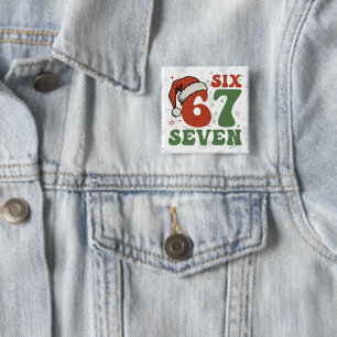 Chapa Cuadrada Seis Siete 67 Gorro de Santa Divertido Navidad Xma