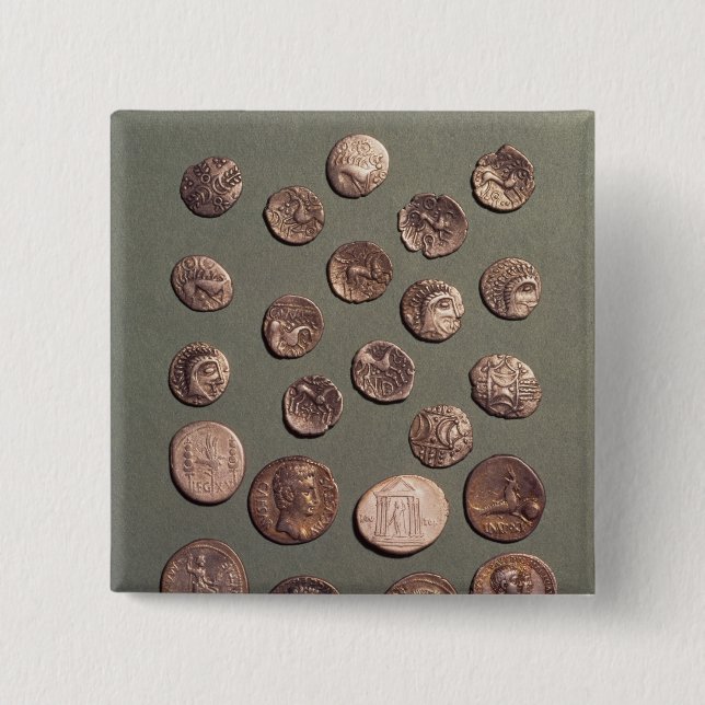 Chapa Cuadrada Selección céltica y monedas romanas encontradas (Anverso)