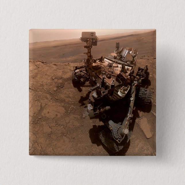 Chapa Cuadrada Selfie NASA Mars Curiosity Rover Laboratory (Anverso)