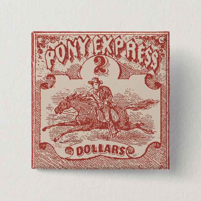 Chapa Cuadrada Sello de época Pony Express (Anverso)