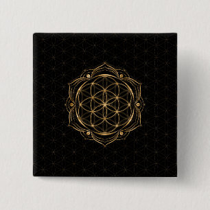 Chapa Cuadrada Semilla de vida en Lotus - Geometría sagrada