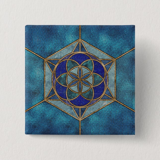 Chapa Cuadrada Semilla de vida Ornamento mosaico (Anverso)