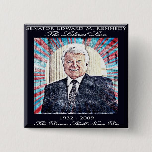 Chapa Cuadrada Senador Edward Kennedy Commemorative Button