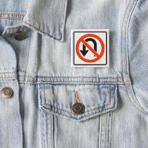 Chapa Cuadrada Señal de Prohibido Girar en U Símbolo de Seguridad