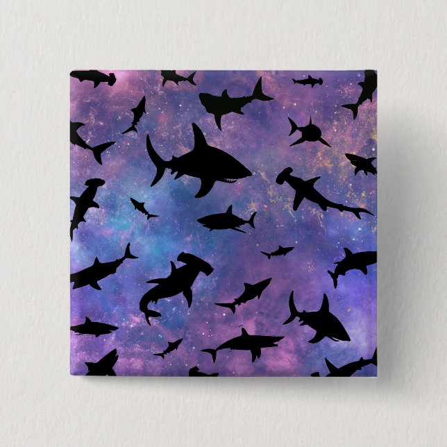 Chapa Cuadrada Sencillo pez tiburón mandíbula ballena patrón de g (Anverso)