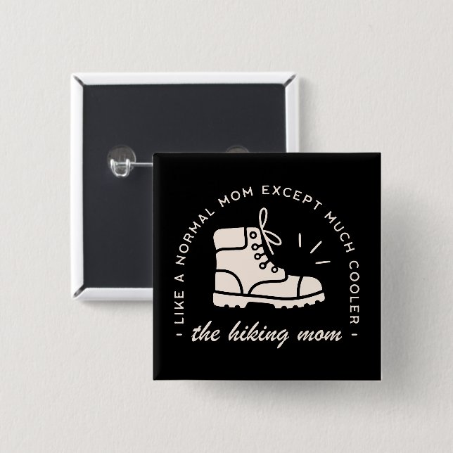 Chapa Cuadrada Senderismo mamá excursionismo mejor mamá negro div (Anverso y reverso)