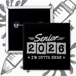 Chapa Cuadrada Senior 2026 Vintage Graduation Quote Retro Type