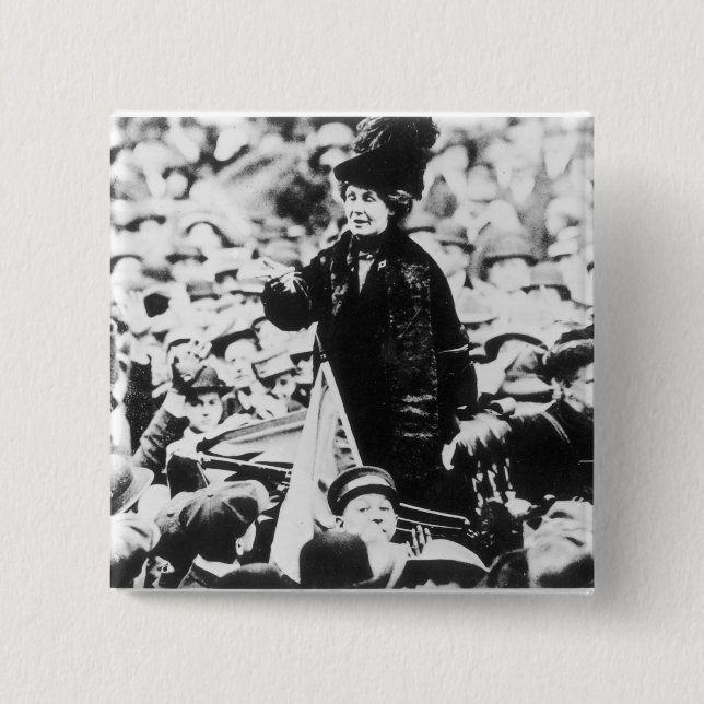 Chapa Cuadrada Señora Emmeline Pankhurst Addressing una (Anverso)