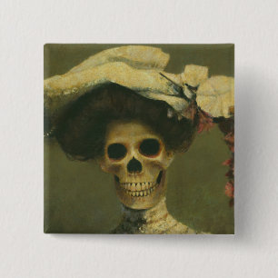 Chapa Cuadrada Señora esquelética gótica Button