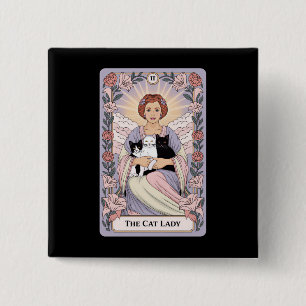Chapa Cuadrada Señora Gatos Tarjeta Tarot Bruja Gato Mamá
