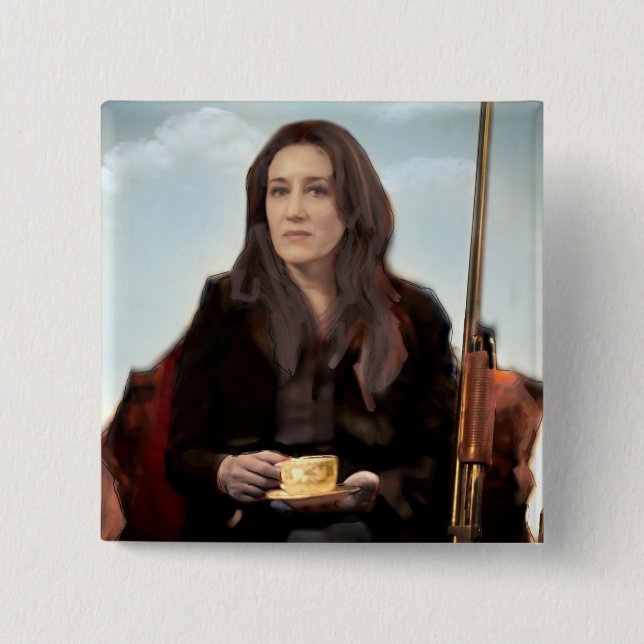 Chapa Cuadrada Señora huérfana S - feminista fresca del negro el (Anverso)