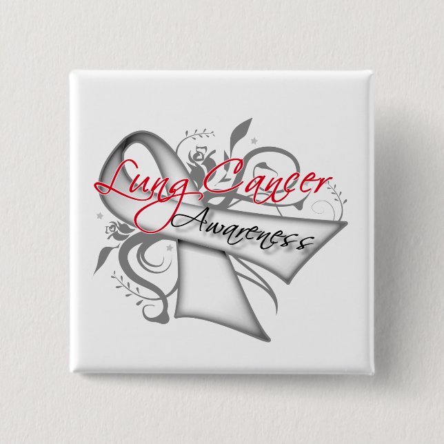 Chapa Cuadrada Sensibilización sobre el cáncer de pulmón en cinta (Anverso)