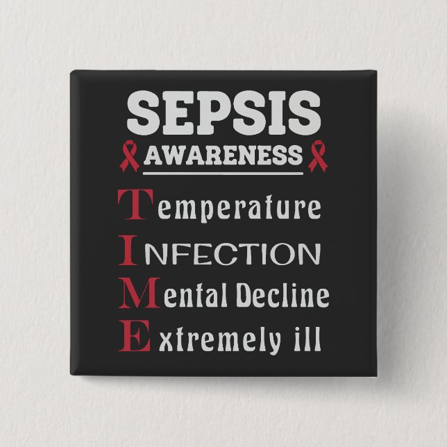 Chapa Cuadrada Sepsis Awareness T.I.M.E. Guide (Anverso)