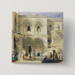 Chapa Cuadrada Sepulcro santo, en Jerusalén (litho del color)