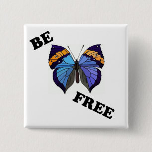 CHAPA CUADRADA " SER LIBRE " BUTTERFLY