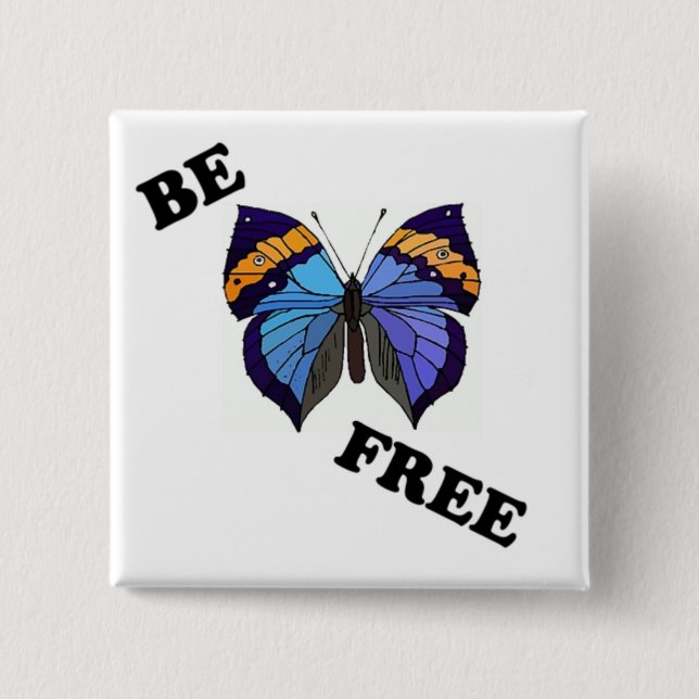 CHAPA CUADRADA " SER LIBRE " BUTTERFLY (Anverso)