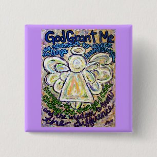 Chapa Cuadrada Serenity Prayer Angel Art Pinting Pin