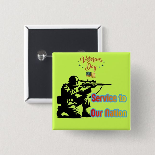 Chapa Cuadrada Service To Nation light green (Anverso y reverso)